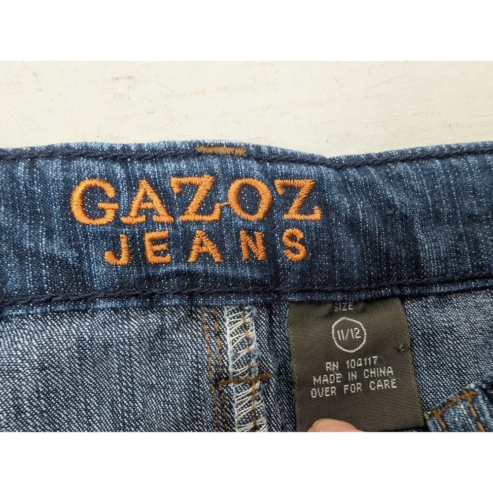 Gazoz‎ Jeans Denim Cargo Skirt Dark Wash Pockets Utility Size 11/12 Blue Stretch